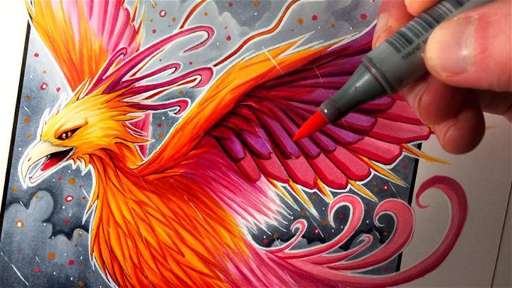 Realistic Phoenix Bird Drawing