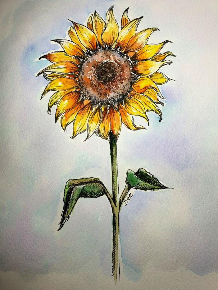 Realistic Sunflower Pencil Drawing