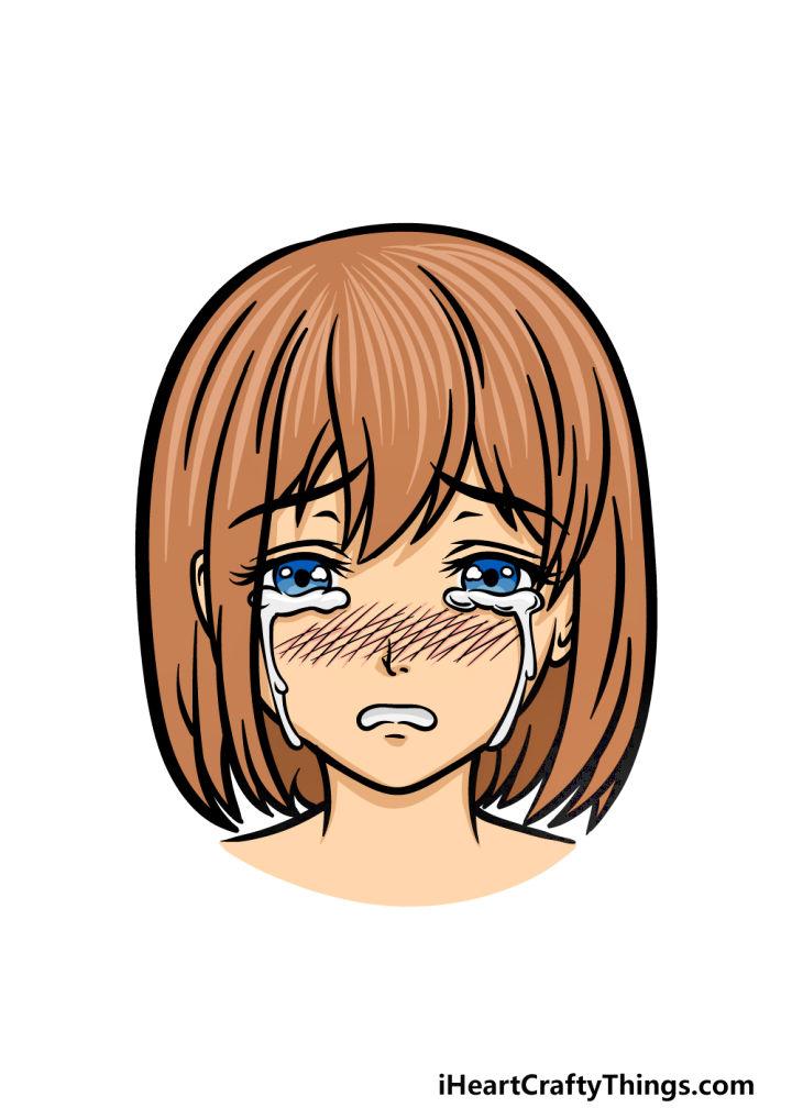 Sad Anime Girl Crying Drawing