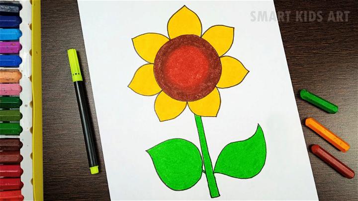 Sunflower Drawing For Kids 