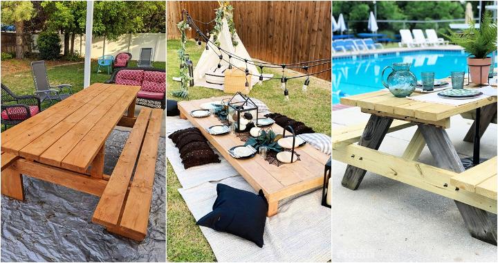 free diy picnic table plans with pdf and blueprints