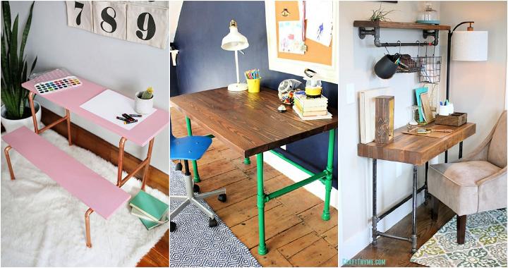 industrial inspired diy pipe desk plans with shelves