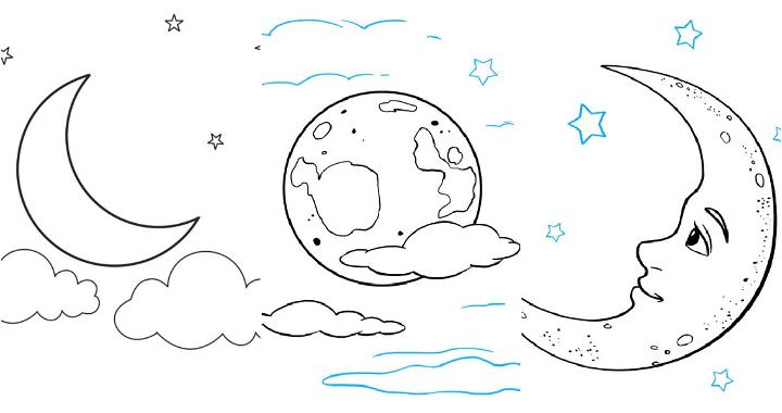 Set of Cute Weather Element Outline Drawing for Childrens Coloring Book  Including Sun Cloud Star and Moon Stock Vector  Illustration of baby  meteorology 173812557