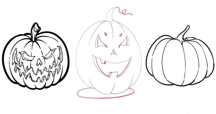 Scary Pumpkin Drawing  How To Draw A Scary Pumpkin Step By Step