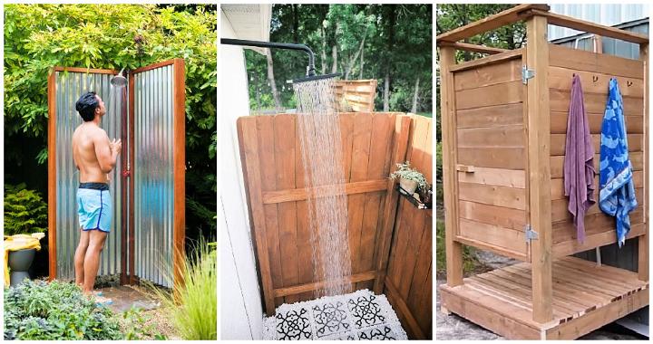 simple, unique and rustic outdoor shower ideas