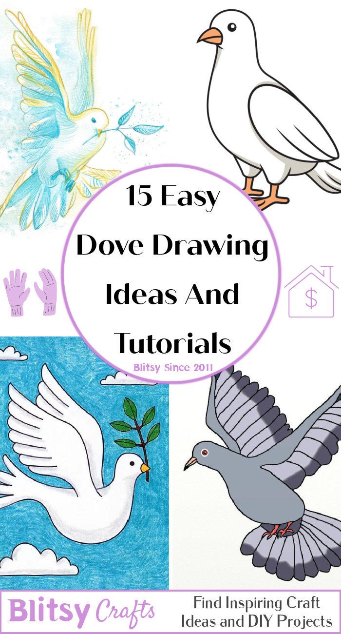 How to draw a dove Step By Step - Drawn light | Dove drawing, Dove sketches,  Dove painting