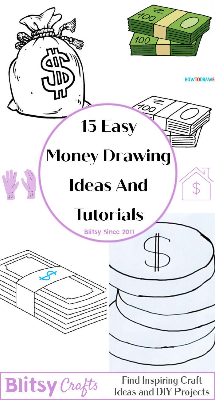 Money sketch isolated banknotes american currency Vector Image