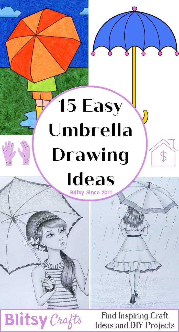 easy umbrella drawing ideas - how to draw an umbrella