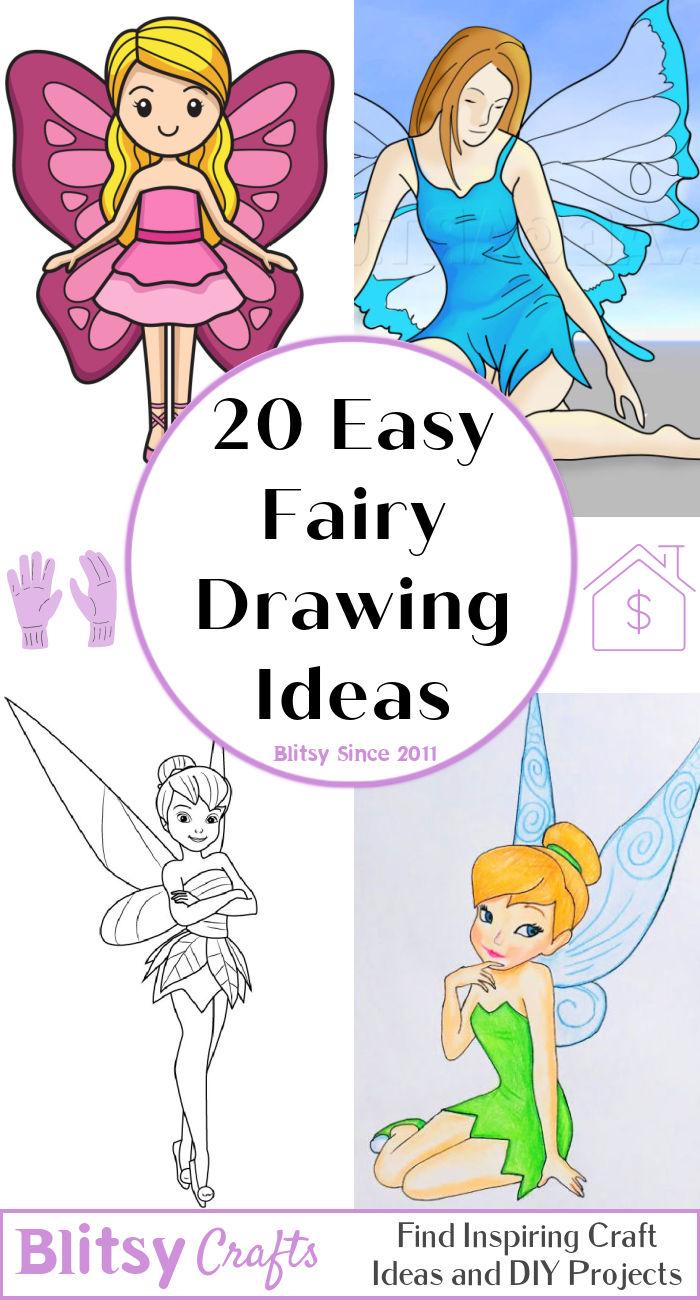 How to Draw a Fairy Drawing  Easy Fairy Sketch Step by Step  Outline  Tutorial for Beginners  YouTube