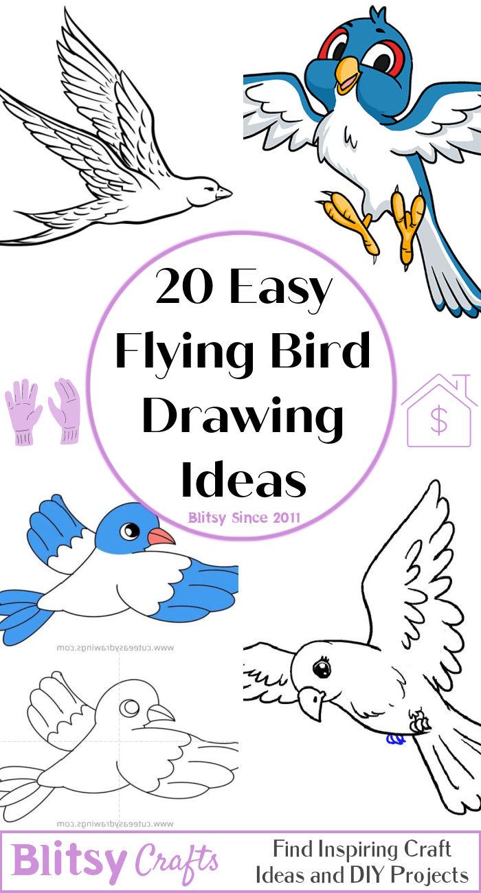 how to draw a bird flying in the sky