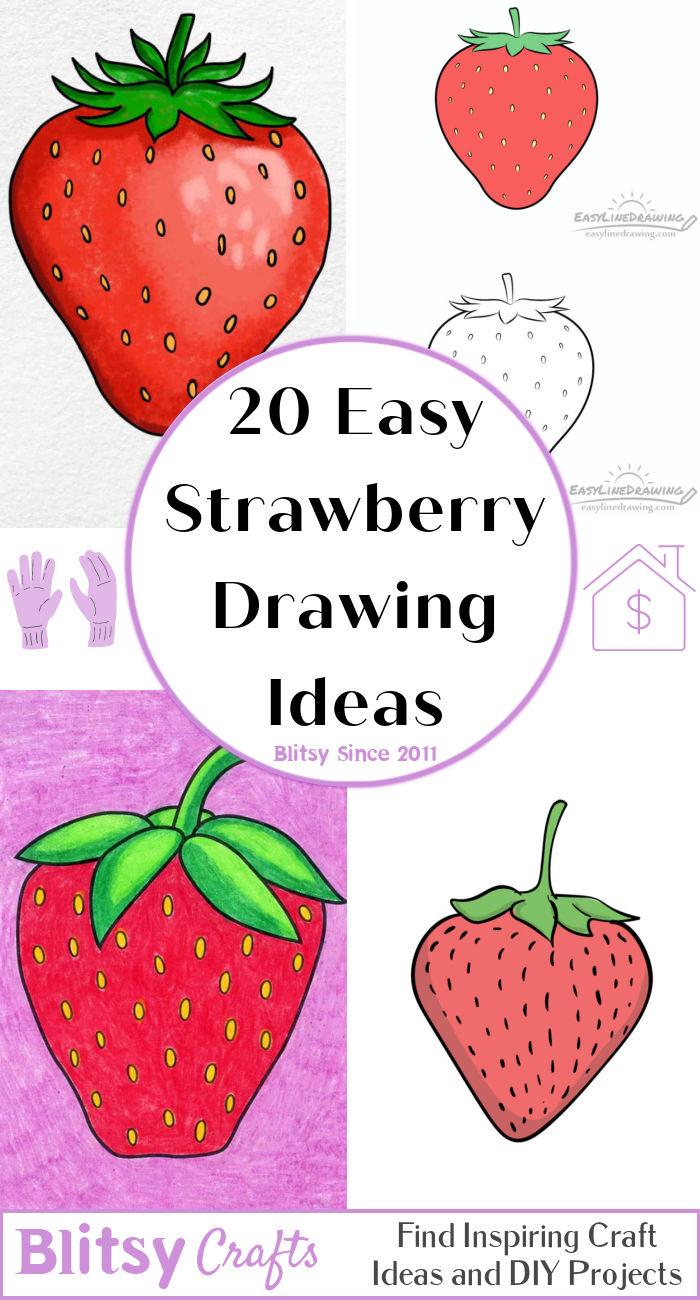 strawberry drawing outline