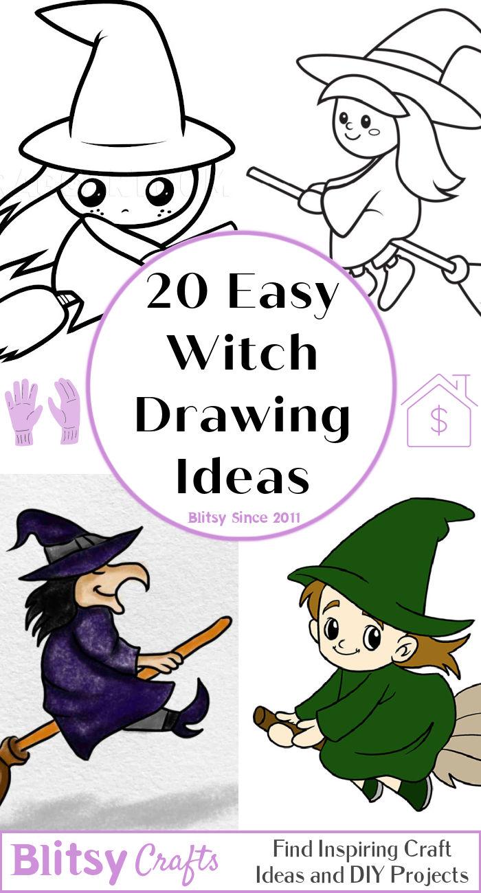 20 Easy Witch Drawing Ideas How To Draw A Witch Blitsy