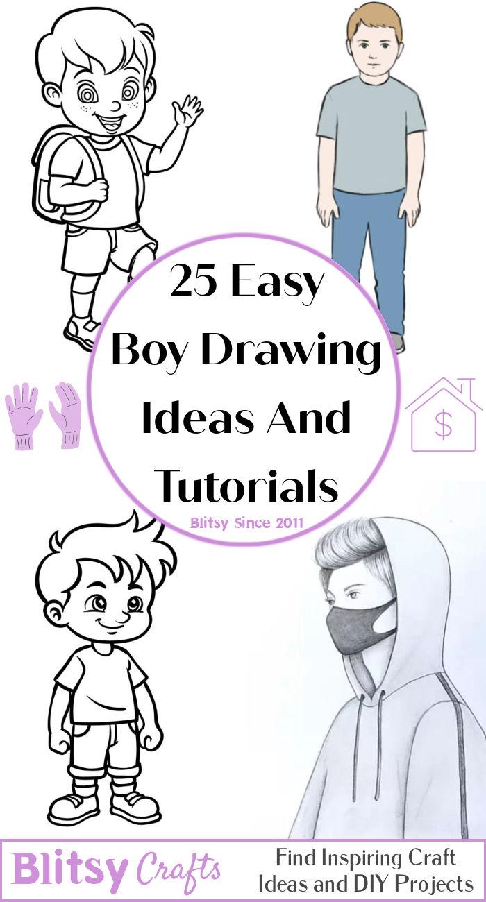 How to draw a boy wearing mask - drawing idea for beginner