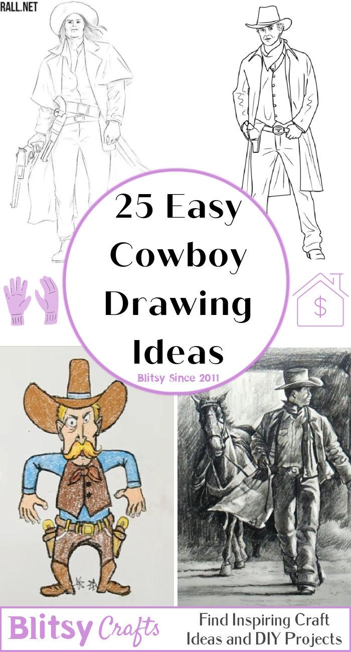 Cowboy Drawing In Art Drawings for sale | eBay