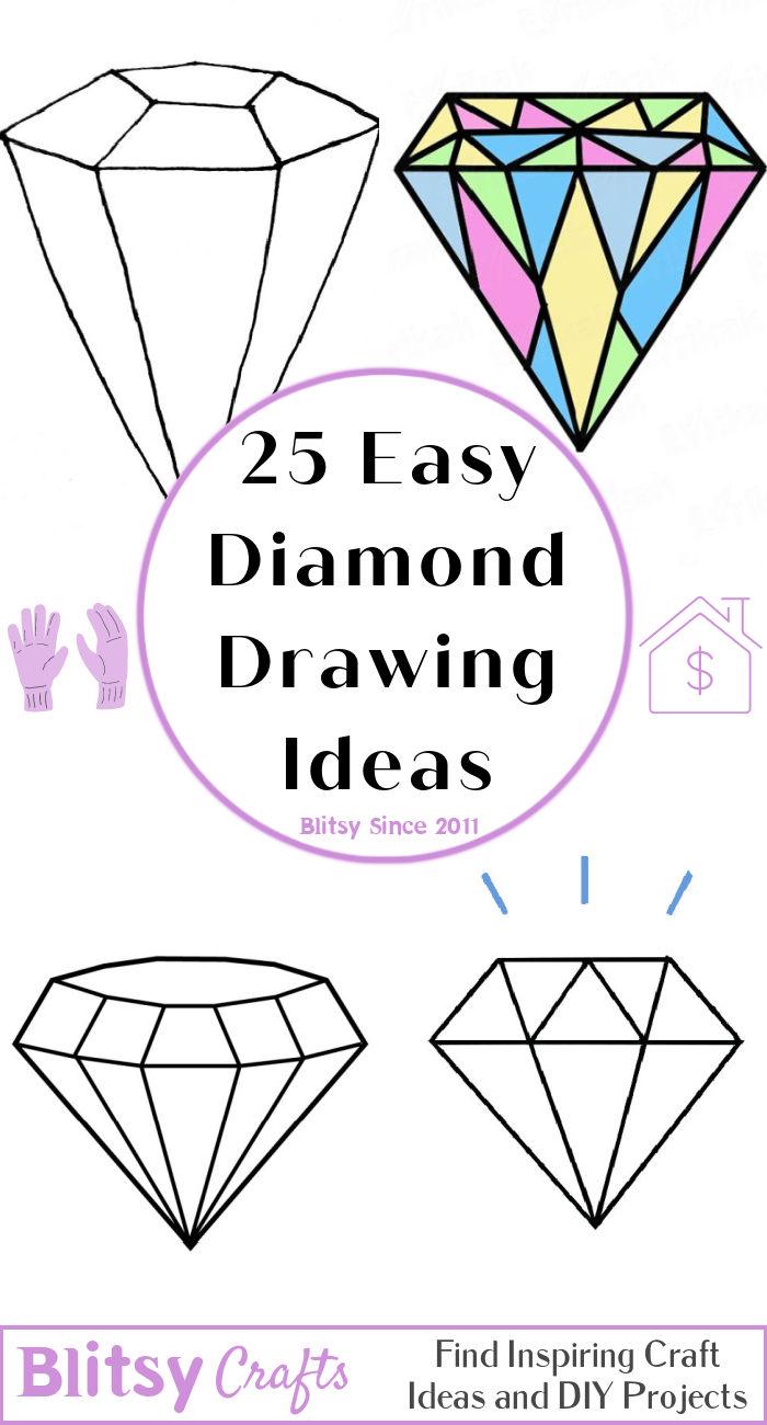 25 Easy Diamond Drawing Ideas - How to Draw a Diamond
