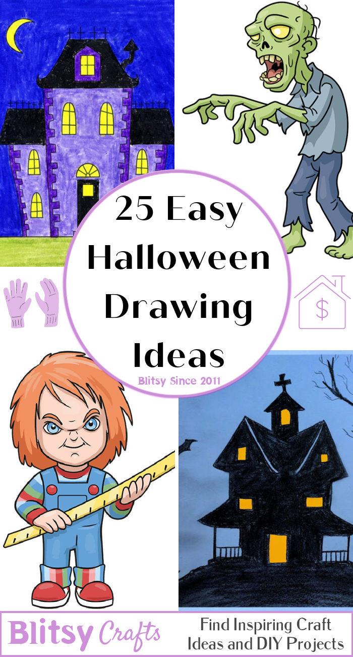 halloween sketches - Google Search | Halloween drawings, Easy halloween  drawings, Fall drawings