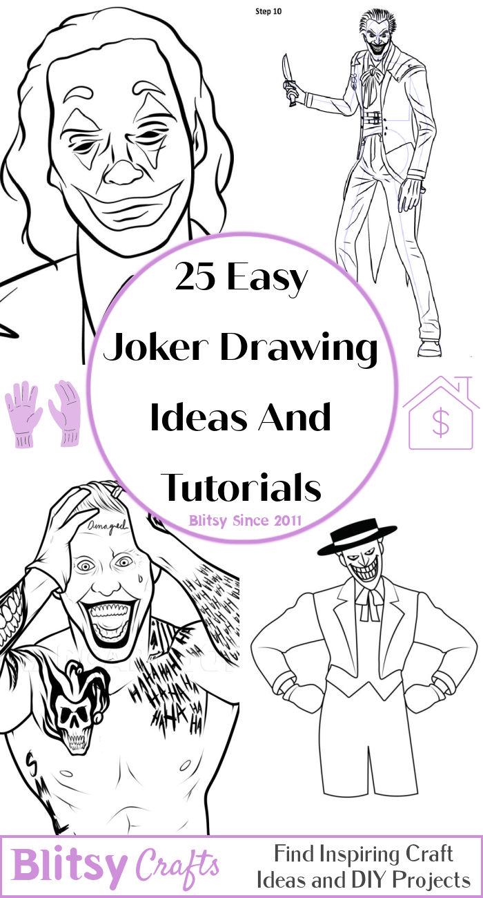 How to draw joker face drawing //step by step easy and simple drawing tu...  | Easy drawings, Joker face drawing, Step by step drawing