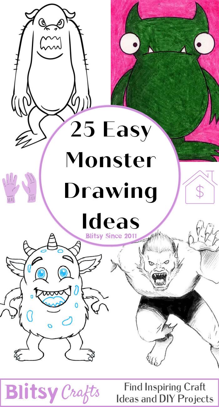 25 Easy Monster Drawing Ideas - How to Draw a Monster