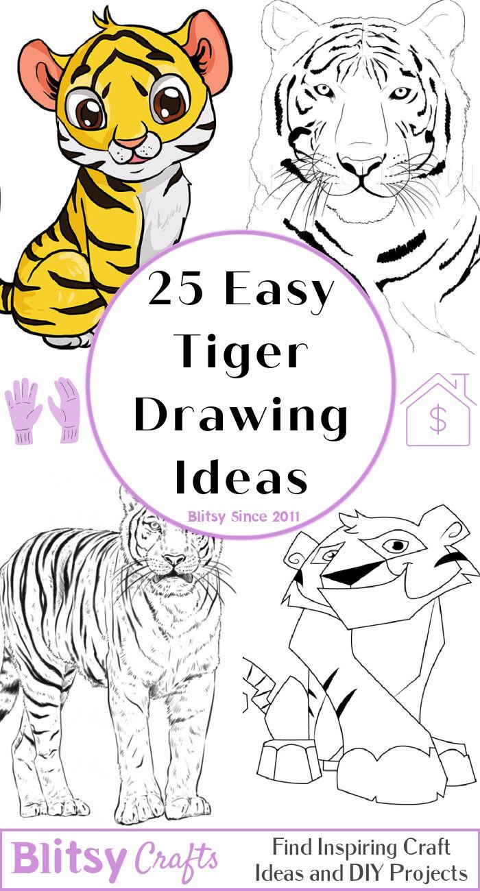 25 Easy Tiger Drawing Ideas - How to Draw a Tiger - Blitsy