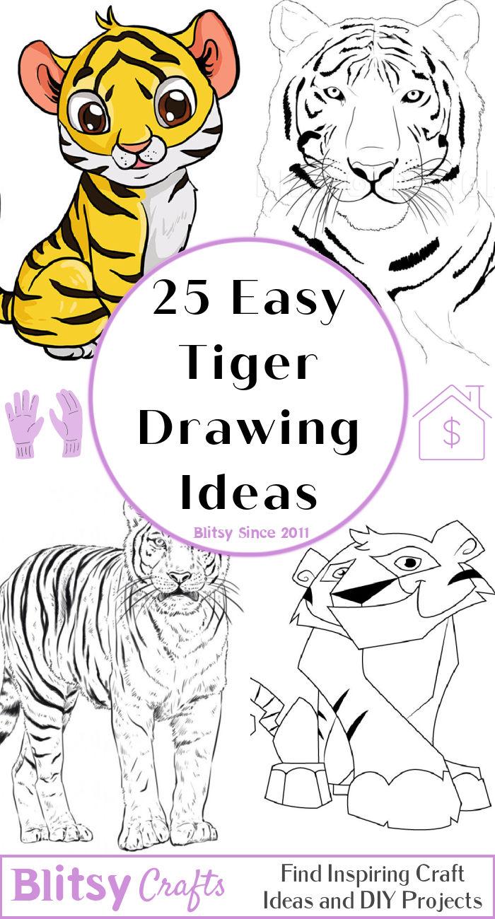 How to Draw a Tiger Easy 🐯Cute Cartoon Animal - YouTube