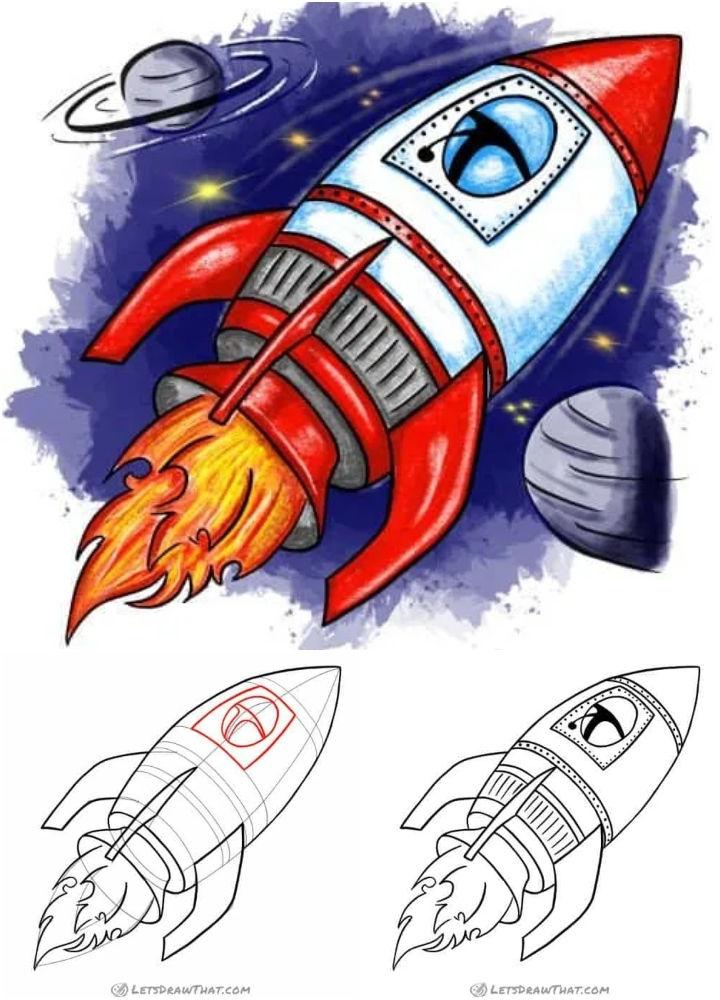 An Epic 3D Rocket Drawing