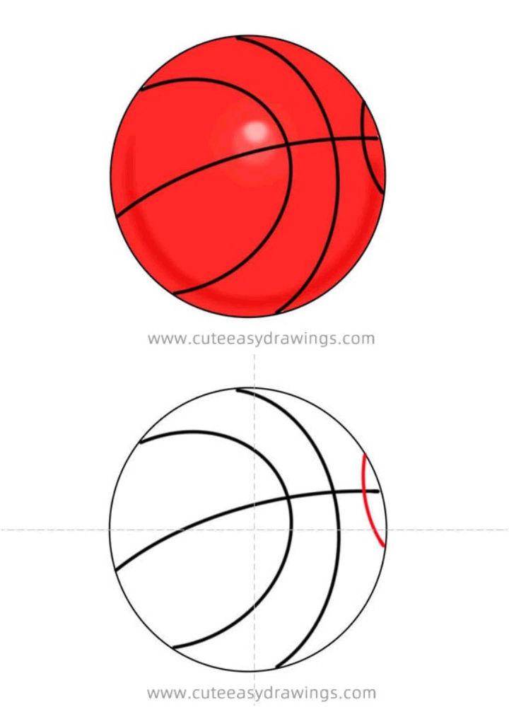 Basketball Cartoon Drawing Step by Step