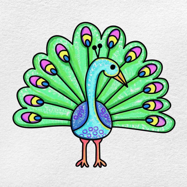 Beautiful Peacock Drawing for Young Children