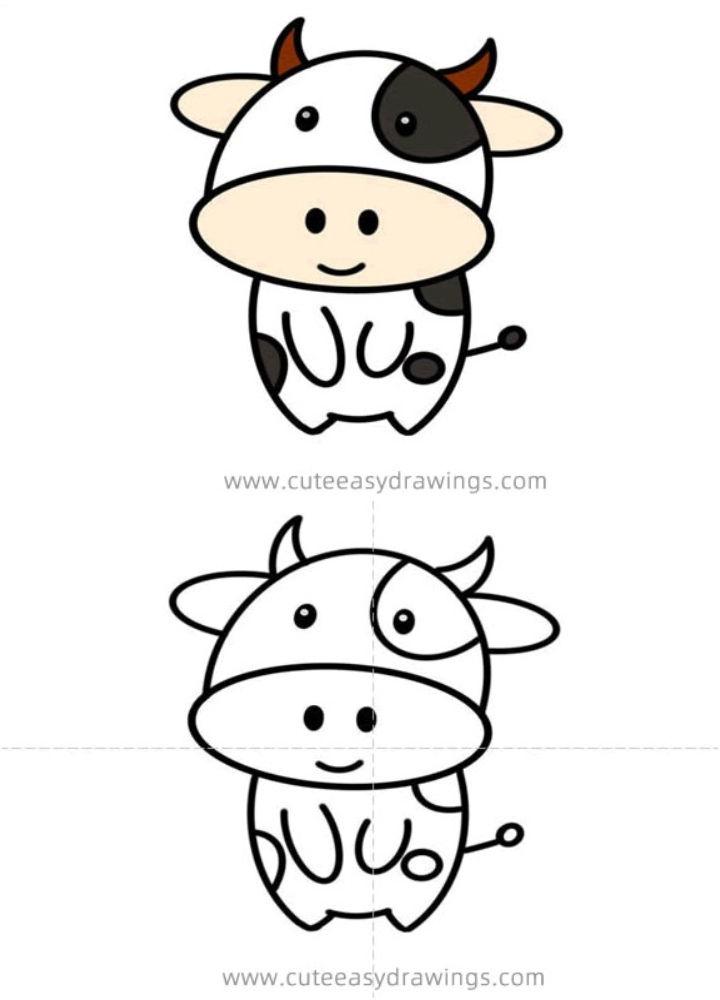 Cartoon Cow Drawing for Kids