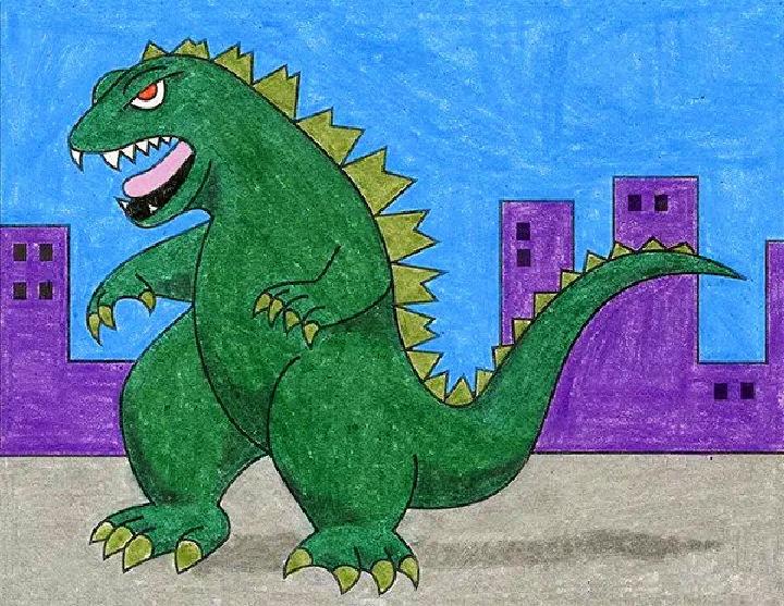 Classic Godzilla Drawing with Color