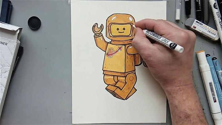 Classic Retro Astronaut Drawing