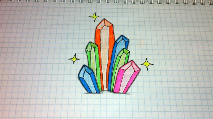 Colored Crystals Drawing for Beginners