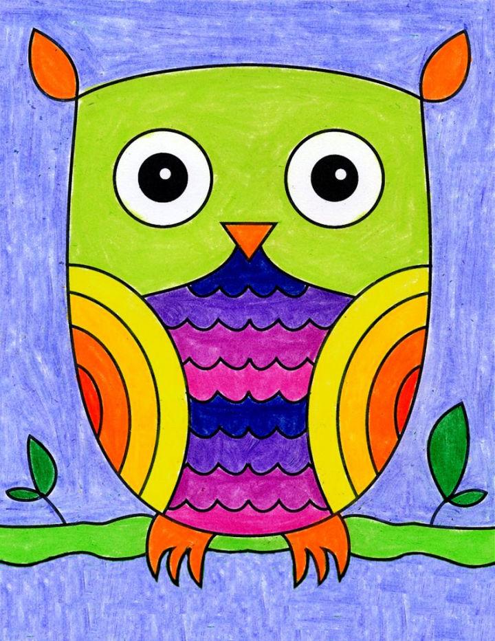 Colorful Owl Drawing Step by Step