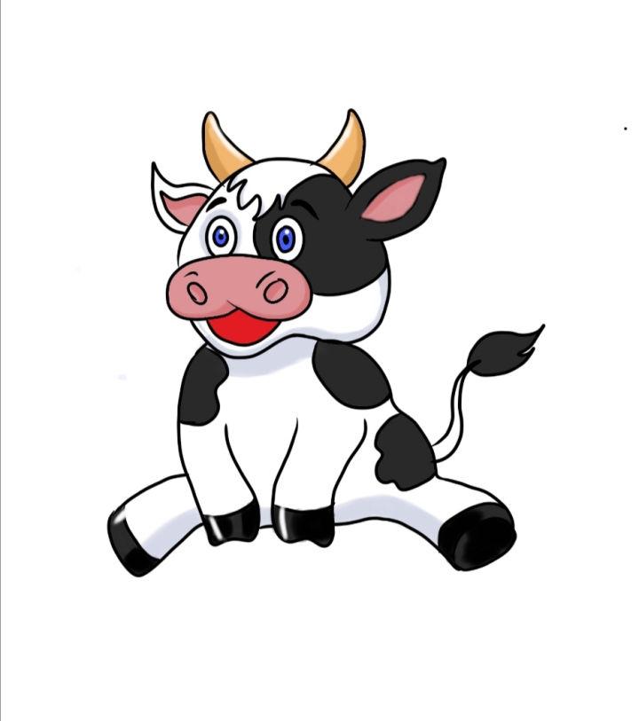 Colour the Kawaii Cow Drawing