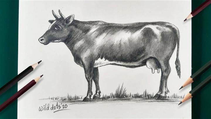 Cow Pencil Sketch Drawing