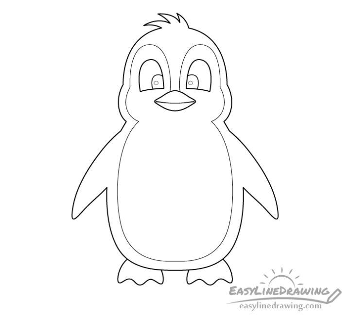 Cute Cartoon Penguin Drawing