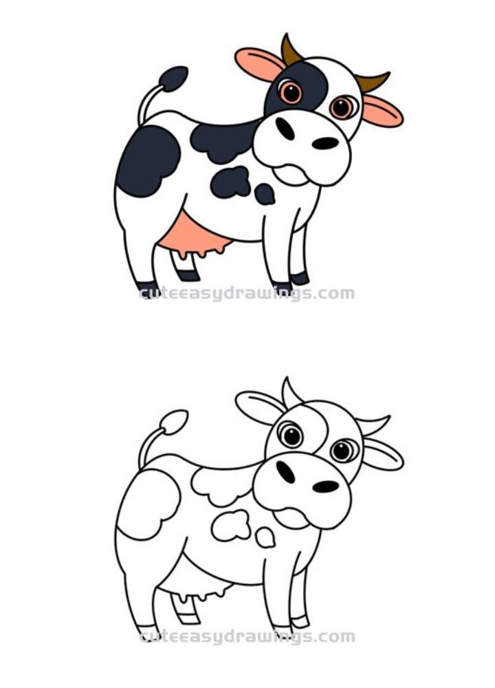 Cute Dutch Cow Drawing