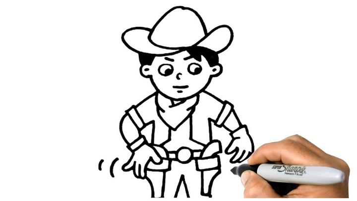 Cute Kids Cowboy Drawing