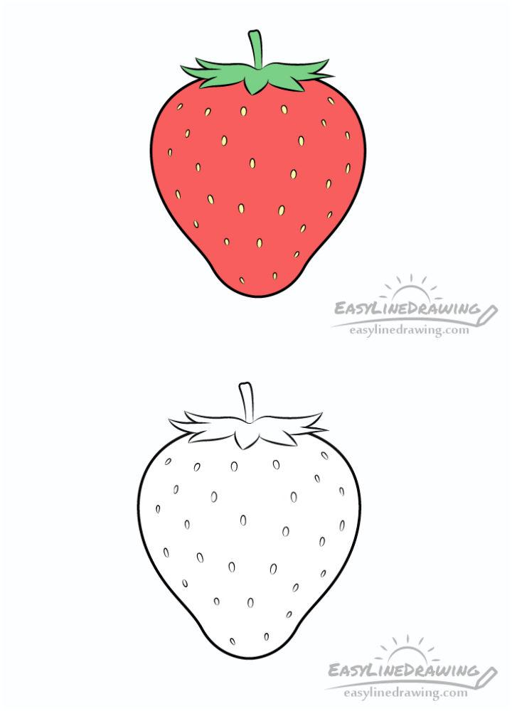 Strawberry Drawing  How To Draw A Strawberry Step By Step