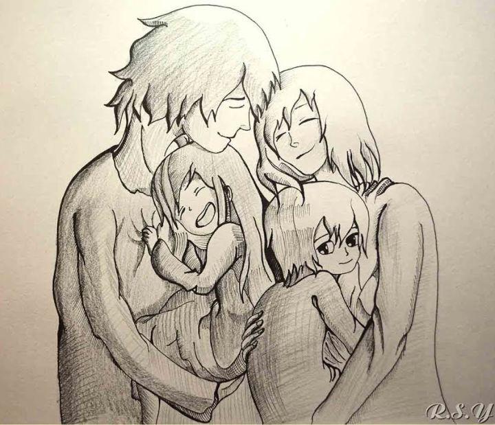 Anime Family Line Art  Openclipart