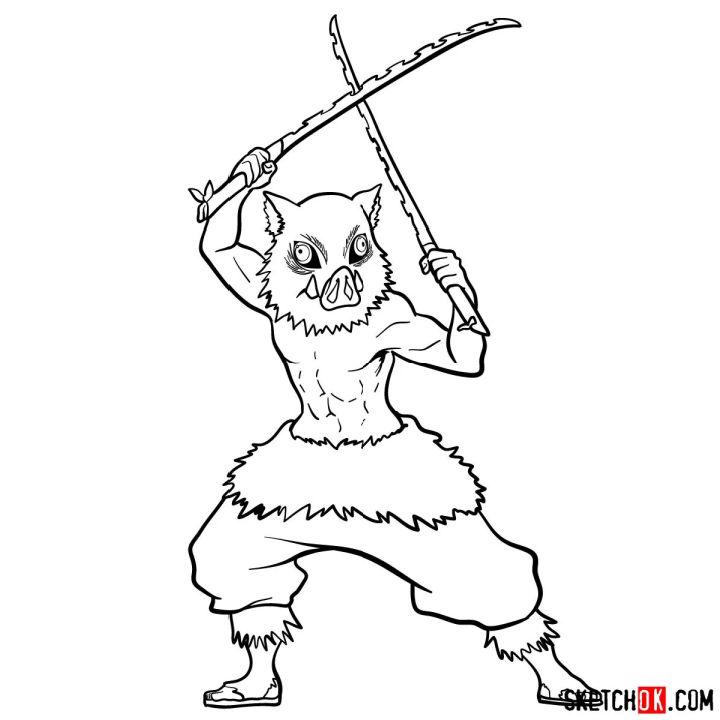 Draw Inosuke Hashibira from Demon Slayer