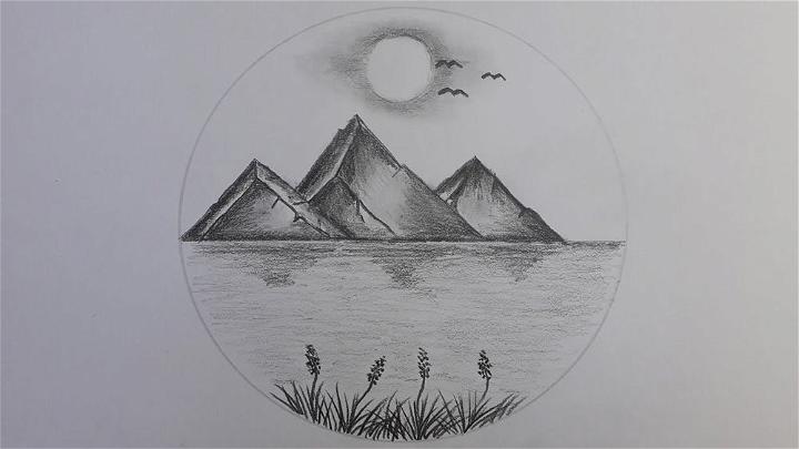 Draw Mountains in a Circle with Pencil