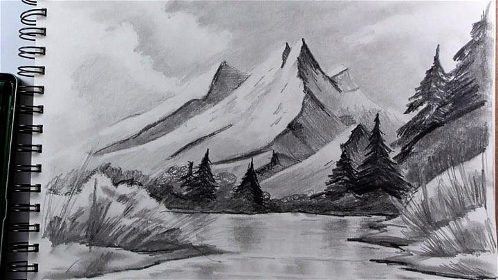 Draw Realistic Mountains with Pencil
