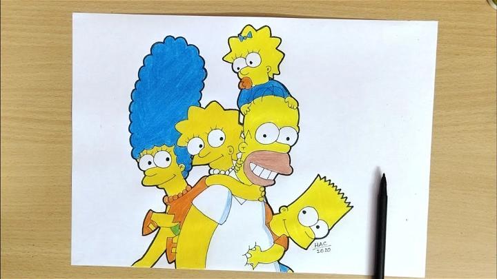 Draw Simpson Family Step by Step Instructions