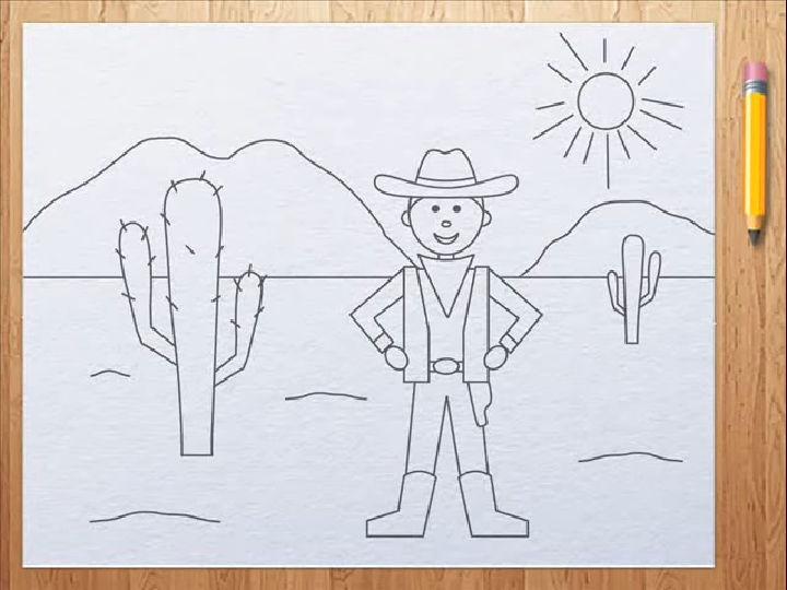 Draw a Cowboy Sketch for Kids