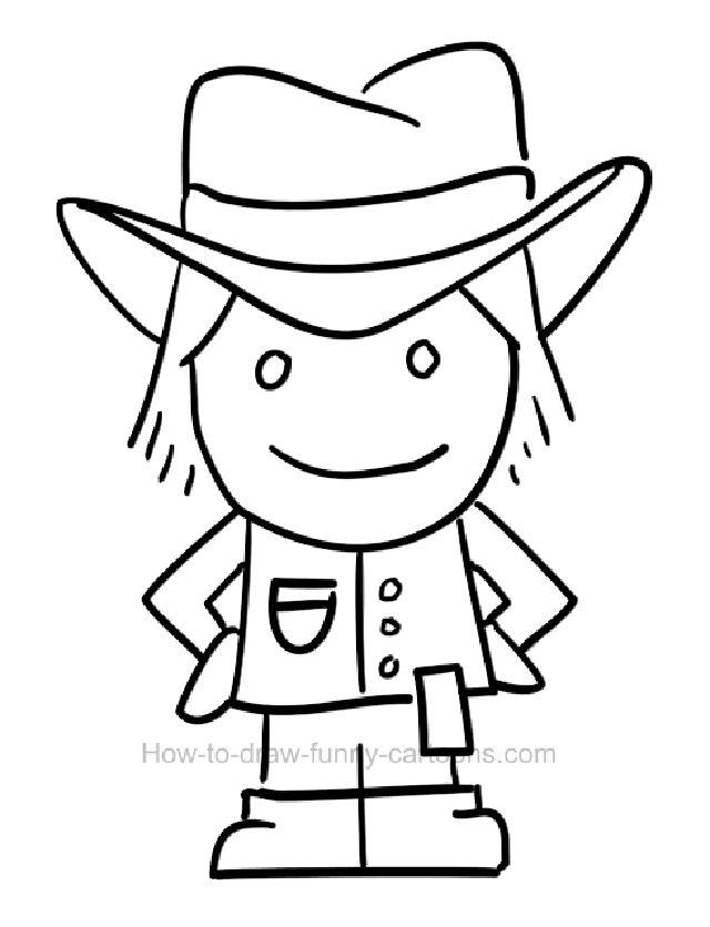 Draw a Cowboy Using a Fun Smiling Character