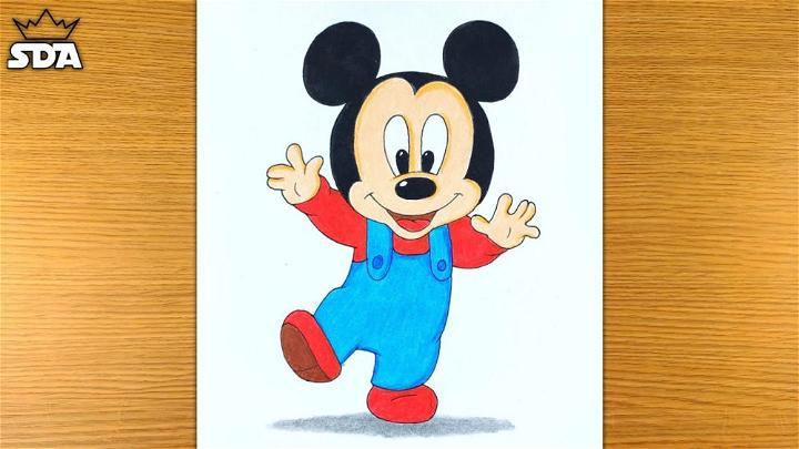 Draw a Little Mickey Mouse and Color It