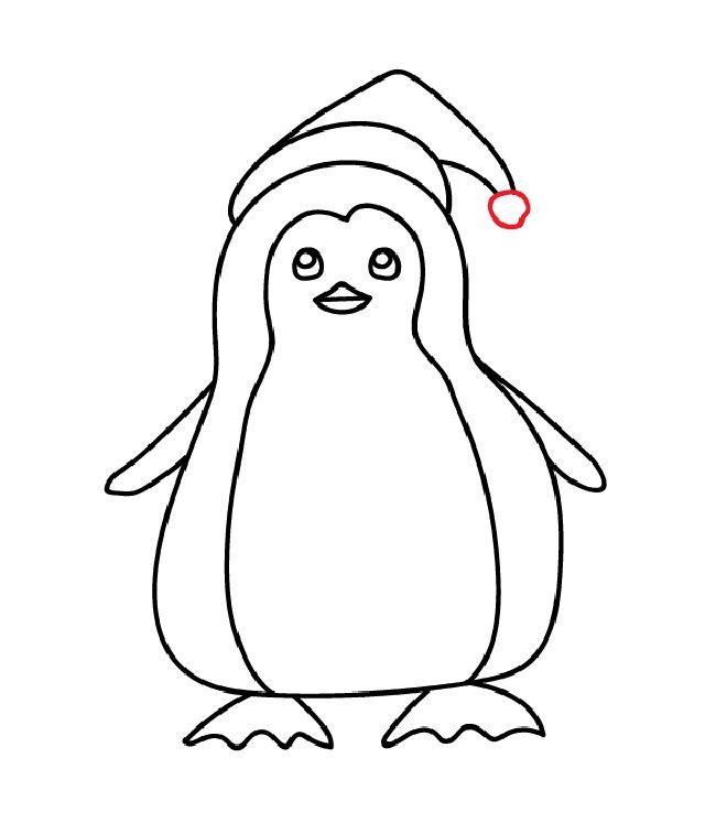 Draw a Penguin with a Santa Hat