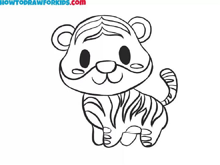 Draw a Simple Cartoon Tiger