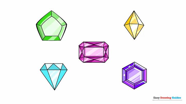 Drawing of Crystals and Gems for Beginners