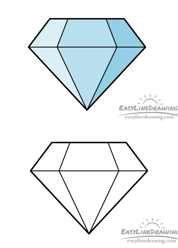 Simple 3d diamond drawing how to draw a easy youtube jpg - Clipartix